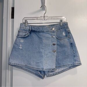 Zara Denim Skort with Button Detail